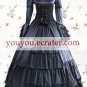 Black Long Sleeves Stand Collar Multi-Layer Satin Classic Lolita Dress