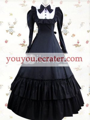 Black Long Sleeves Ruffled Double-layer Bow  Classic Lolita Dress
