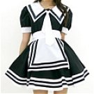New product   Lovely Black and white stripes Maid Costume (140)