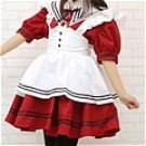 New product  Sweet Red with white apron Maid Costume (142)