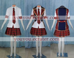 New product  Dark blue and red School Uniform Cosplay girl Costume