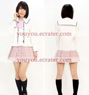 New product   Pink School Uniform Cosplay girl Costume(05)