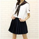 New product   Short Sleeves dark blue School Uniform Cosplay Costume