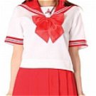 New product  Short Sleeves Akiha Red School Uniform Cosplay Costume