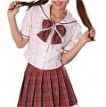 New product  Short Sleeves Maya red School Uniform Cosplay Costume
