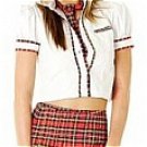 New product  Red Short Sleeves Plaid School Uniform costume