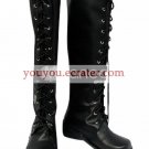 Black Lace Tie Imitated Leather Rubber Cosplay Boots