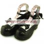 Black Touhou Project Hakurei Reimu Ankle Strap PU Lolita Shoes