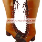 Brown Round Toe Over the Knee PU Lolita Boots