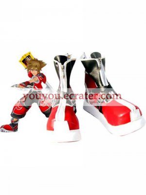 Kingdom Hearts II Sora Imitated Leather Foam Cosplay Shoes red and black