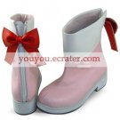 Pink Round Toe Ankle Length PU Lolita Boots