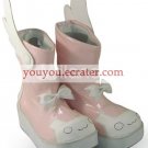 Pink Wing Round Toe Ankle Length Platform PU Lolita Boots