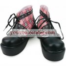 Red Checked Punk Imitated Leather Foam Cosplay Shoes