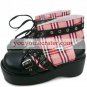 Red Checked Punk Imitated Leather Foam Cosplay Shoes