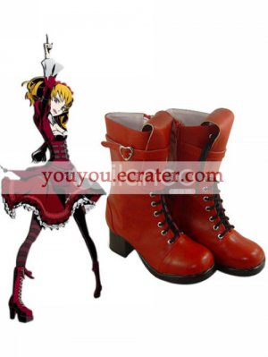 Red Unlight Shert Lace-Up PU Lolita Boots