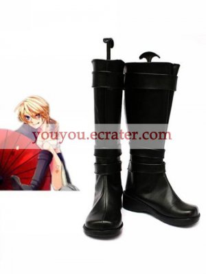 Vocaloid Black Faux Leather 2'' High Heel Cosplay Shoes