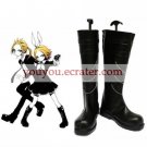 Vocaloid Kagamine Rin Black Faux Leather 1 15'' High Heel Buckle Cosplay Shoes