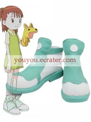 White Green 1 15 Heel Digimon III Kato Juri Faux Leather Cosplay Shoes