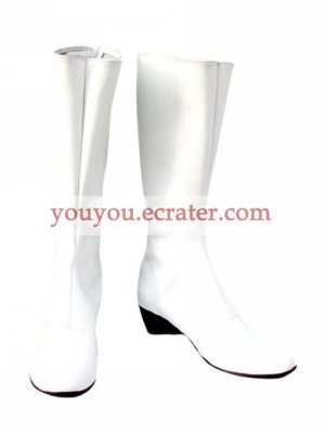 White Imitated Leather Rubber Cosplay Shoes