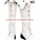 White Lace Tie Imitated Leather Rubber Cosplay Boots