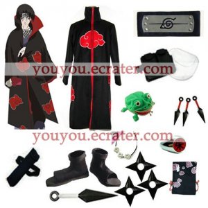 Akatsuki itachi Uchiha cosplay cloak set from Naruto shippuuden