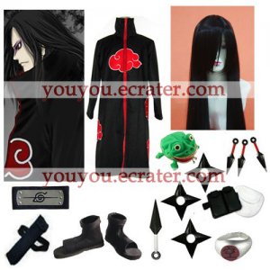 Akatsuki Orochimaru cosplay cloak set from Naruto  with wig