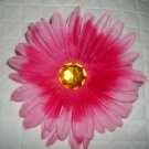 Gerber Daisy Double pink with jewel Hair Clip