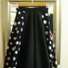 cheer leader style skirt, shoe bag & scarf W18/20" L22"BLACK/WHITE SPOTED *NEW*
