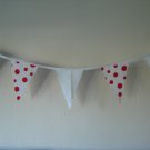 FABRIC BUNTING,RED & WHITE,12FT 12 FLAGS BY "Perfectdi"