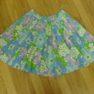 Waist 30/40" Hips 40" Length 20" SKIRT, BLUE FLORAL, GREASE, DREAM BOATS & PETTICOATS