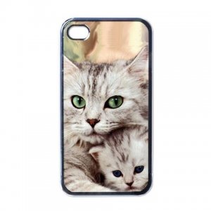 Cute Cat iPhone 4 hard case (Black) - cat5