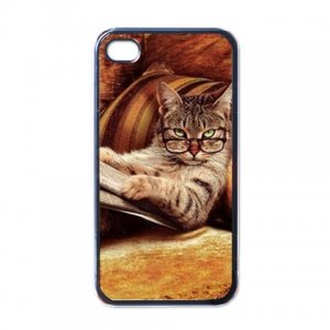 Cute Cat iPhone 4 hard case (Black) - cat8
