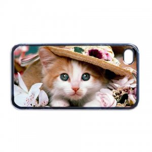 Cute Cat iPhone 4 hard case (Black) - cat10