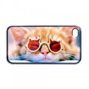 Cute Cat iPhone 4 hard case (Black) - cat12