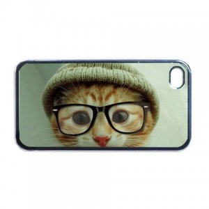 Cute Cat iPhone 4 hard case (Black) - cat13