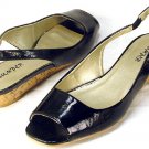 Womens shoes FLATS Black Patent SKIMMERS Cork Wedge 6.5
