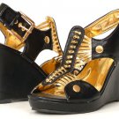 Womens Designer Black Wedges Platforms Sandals Slides