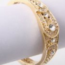 Gold Plated Bracelet / Fold-Over / Rhinestone