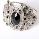 Fold Over Bracelet  Black Acrylic Rhinestone