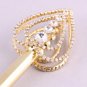 Gold Tone Crystal Rhinestone Scepter / Heart