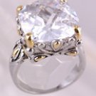 Tow Tone Rhodium Plated Cubic Zirconia Ring Size: 9