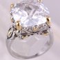 Tow Tone Rhodium Plated Cubic Zirconia Ring Size: 9