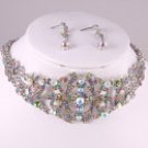 SilverTone Genuine Austrian  Rhinestone  Choker Set