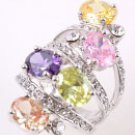 Silver Tone Metal  Casting  Ring With Cubic Zirconia & Crystal Rhinestone