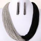 Necklace & Earrings Set silver, black