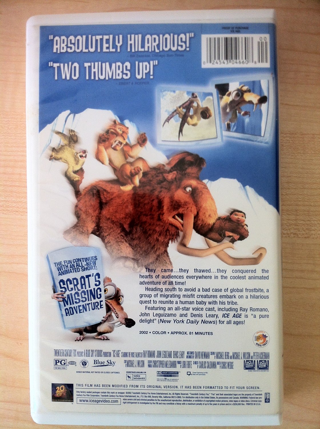 Ice Age (VHS, 2002, Includes Bonus Short 