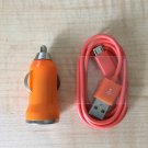 1 USB 6FT Sync Cable - 1 Car Charger for Android Cell Phone Orange Color
