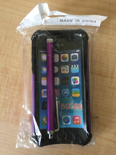 Purple Rugged Rubber Matte Hard Case Cover For SE/5S/5 5c w/Screen Protector w/Stylus Touch pen