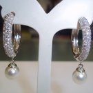 Zircon Ring-shape EARRINGS with Pearl drop