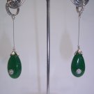 Long earrings with green jade drop